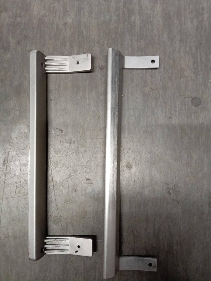 Aluminum fridge door handles.