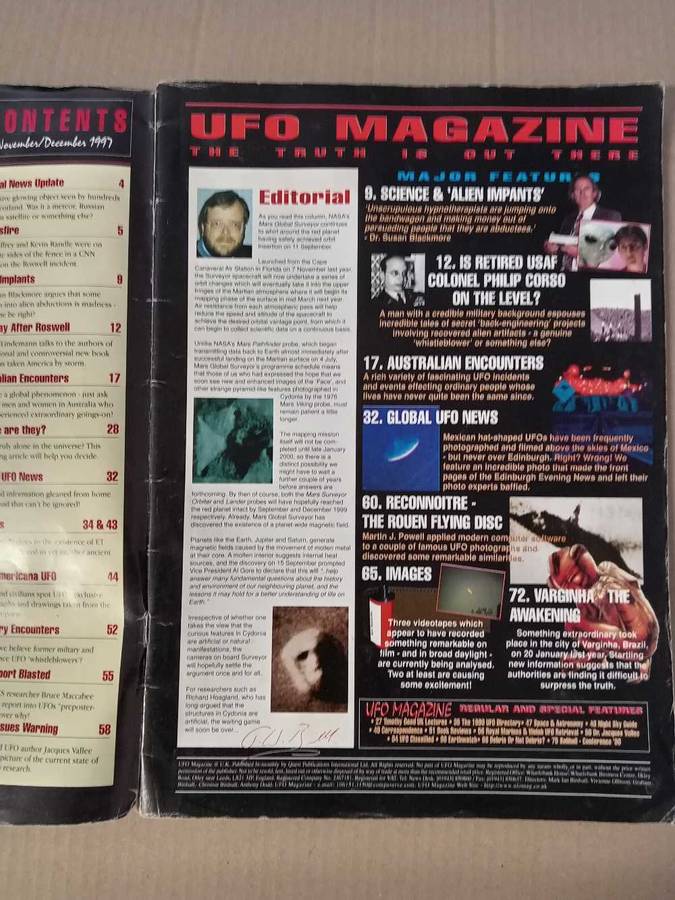 UFO MAGAZINE NOVEMBER / DECEMBER  1987