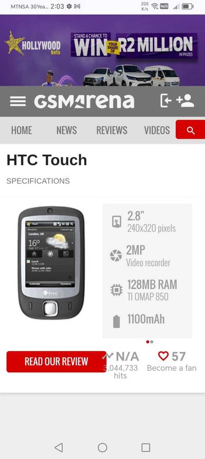 HTC ELF0100 CELLPHONE.