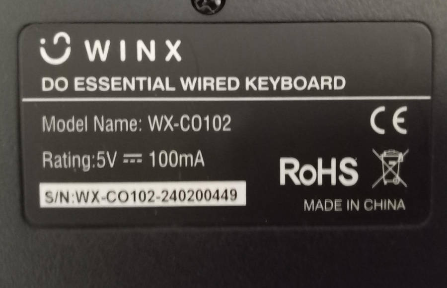 KEYBOARD AND MOUSE: WINX MODEL WX-CO102 / GIGABYTE