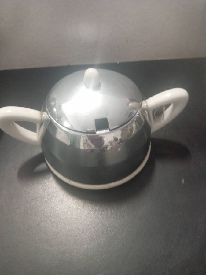 Vintage Art Deco Tea Set. Chromed Porcelain.