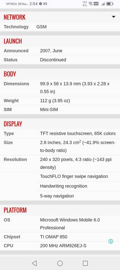 HTC ELF0100 CELLPHONE.