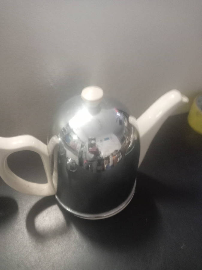 Vintage Art Deco Tea Set. Chromed Porcelain.