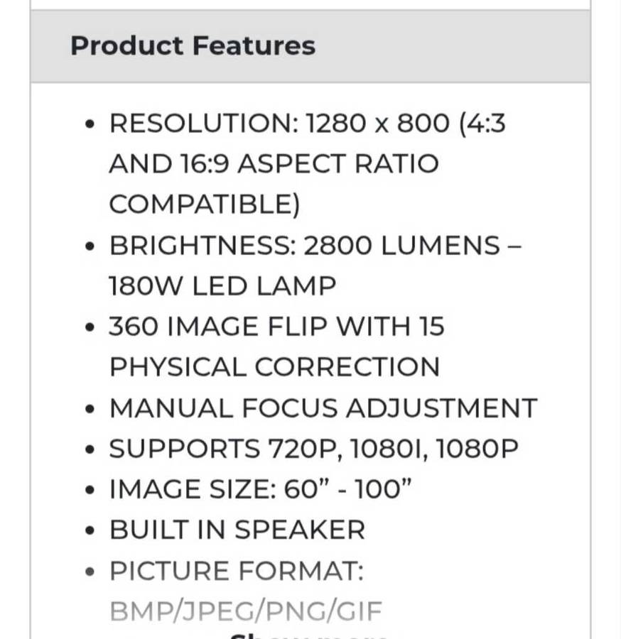 LED PROJECTOR :  ULTRA-LINK 42" TO 150" LED PROJECTOR MODEL PJ 50.
