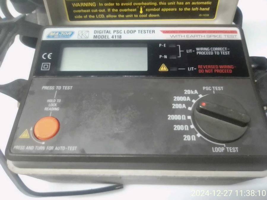MAJOR TECH PSC LOOP TESTER . MODEL : 4118 ( NO EARTH PROBE )