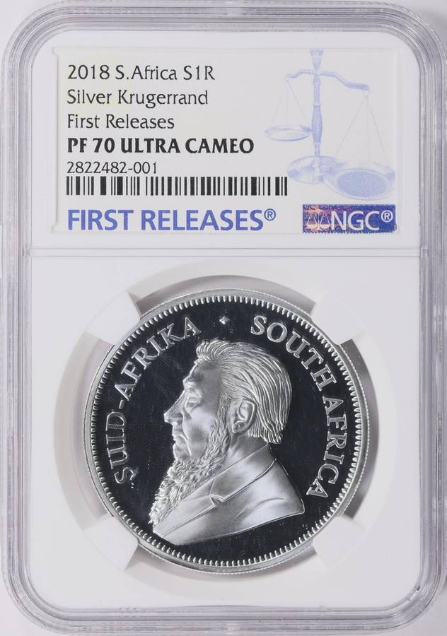 2018 PF-70 UC 1oz Silver Krugerrand -1st Release (Low mintage 13,427)