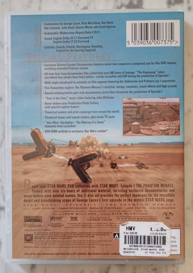 Star Wars I Phantom Menace 2 disc Set