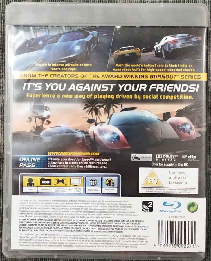Need for Speed Hot Pursuit Ps3 (CIB)