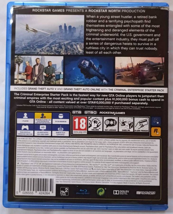 GTA V for PS4 Premium Edition (CIB)