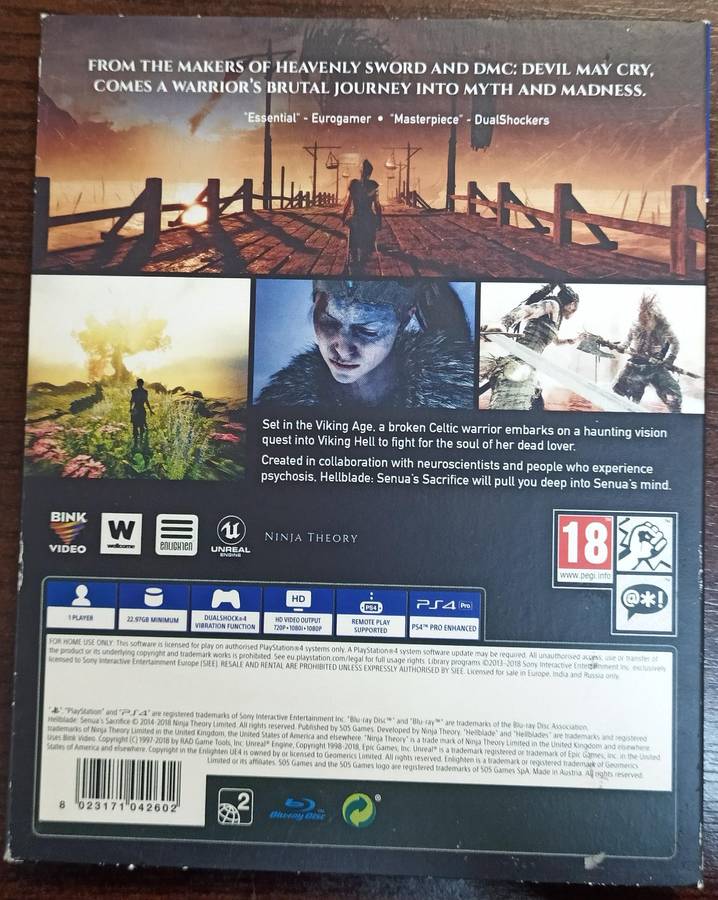 Hellblade Senua's Sacrifice for Ps4