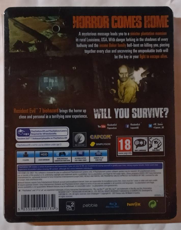 Resident Evil 7 Steelbook for PS4 (CIB)
