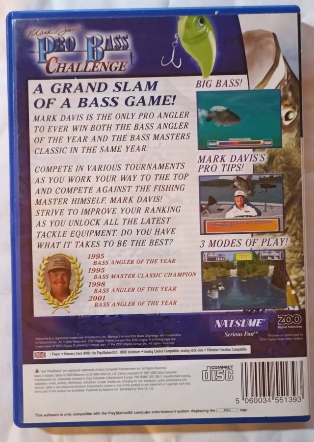 Mark Davis Pro Bass Challenge for PS2 PAL CIB