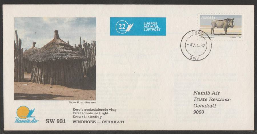 AVIATION 1987 NAMIB AIR COVER #22 - FIRST SCHEDULED FLIGHT WINDHOEK TO OSHAKATI