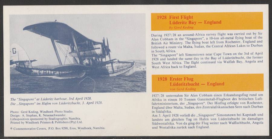 AVIATION 1994 AIR NAMIBIA CARD #49 - FIRST BOEING 747SP FLIGHT WINDHOEK TO LONDON