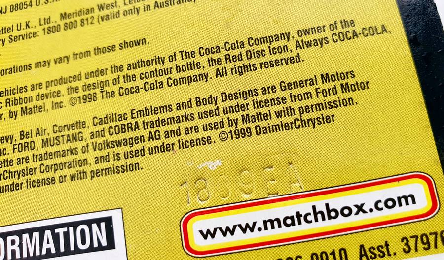 1999 MATCHBOX COLLECTIBLES - COCA COLA 1968 MUSTANG COBRA JET - SEALED