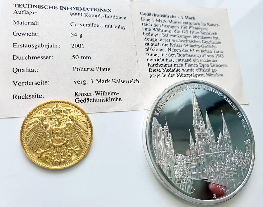 STUNNING 2001 TOP MEDAL DUETT - 50MM  - HISTORY OF THE DEUTSCHE MARK - WITH CERTIFICATE AND CAPSULE