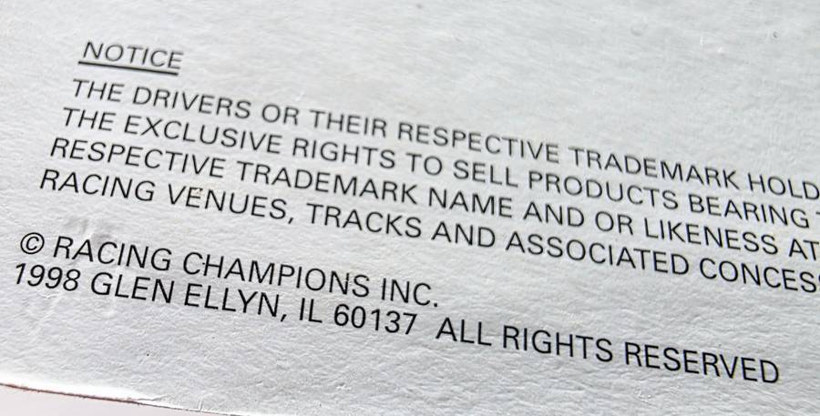 1998 RACING CHAMPIONS - 50TH ANNIVERSARY EDITION - ELTON SAWYER