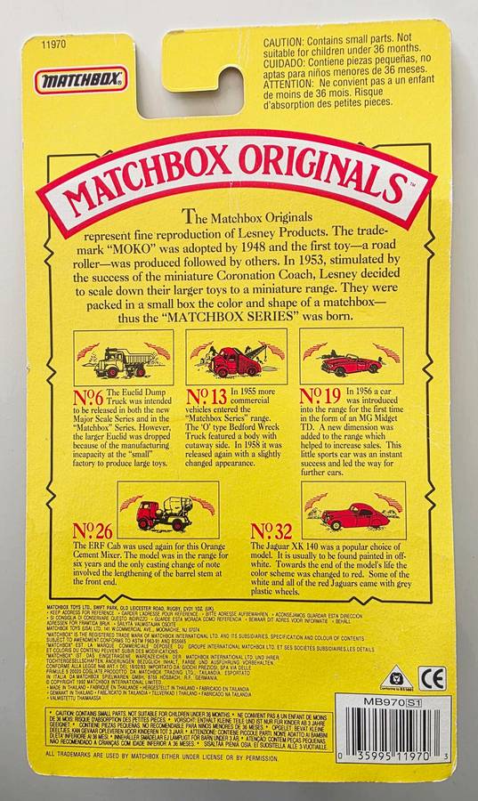 1992 LTD. ED. MATCHBOX ORIGINALS - AUTHENTIC RECREATIONS - NO. 19 MG MIDGET TD
