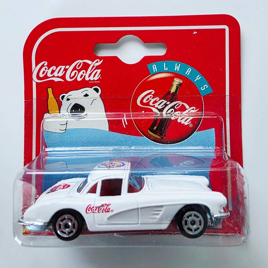 1997 MAJORETTE - CHEVROLET CORVETTE 58  METAL EDITION - IN WHITE  BEAUTIFUL COCA-COLA DESIGN