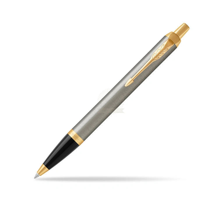 Parker IM Brushed Metal Gold Trim Ballpoint Pen