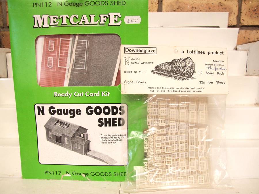 METCALFE N: Cardboard Goods Shed Kit +Plastic Windows(4shts) on Auction in Good Condition.(England)