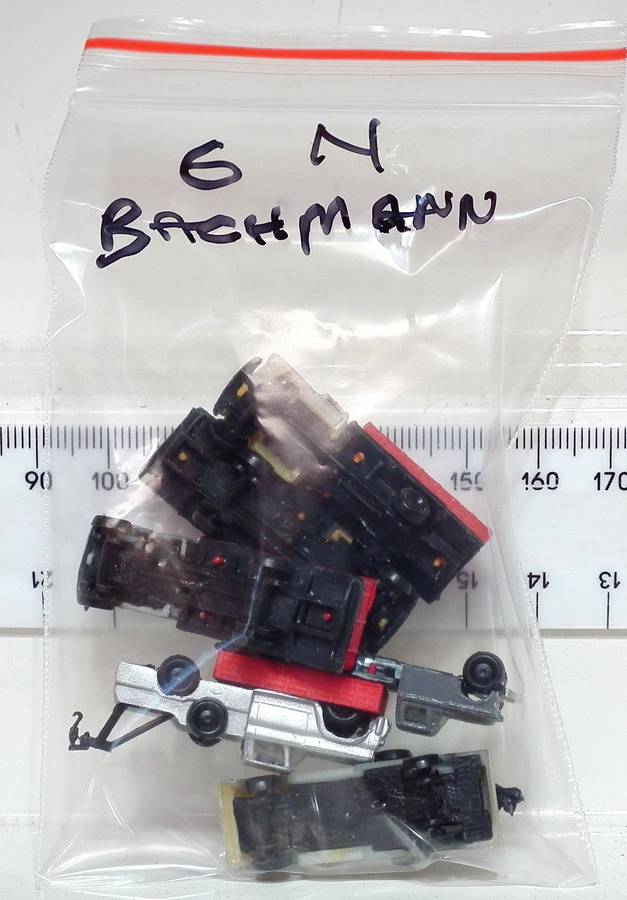 BACHMANN N:  6x Plastic Trucks in Fair Used Packaged Condition.(?)