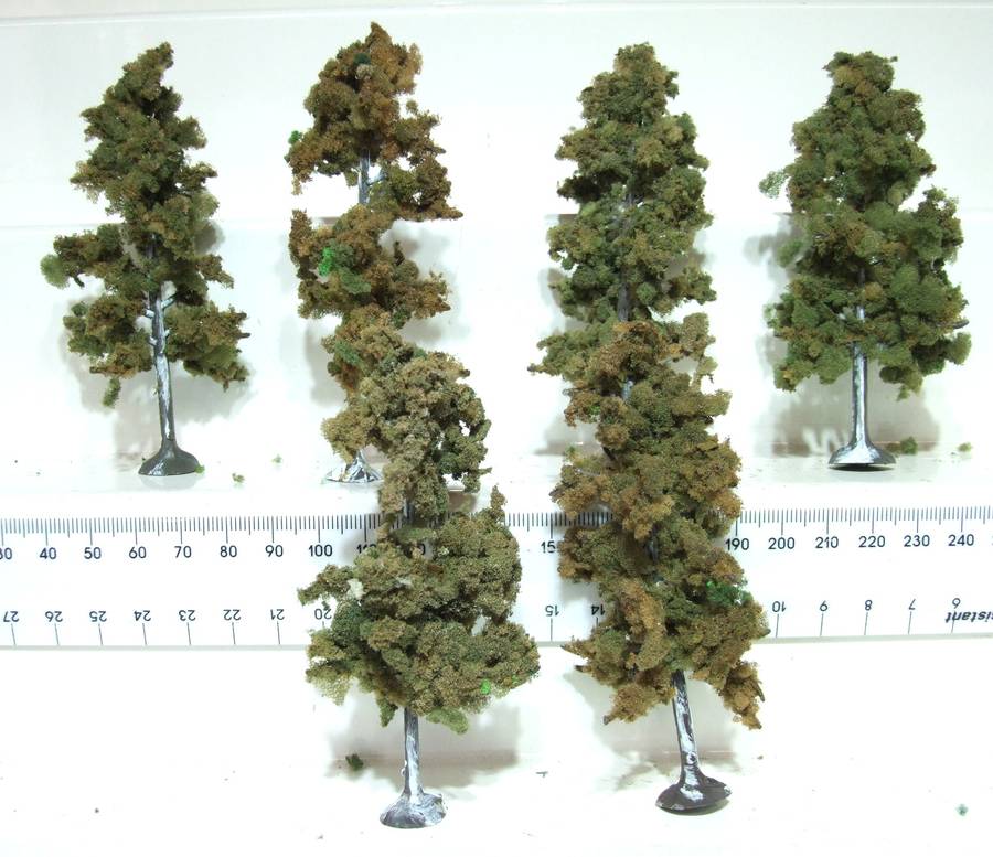 SCENERY OO/HO: 6pc Medium Eucalyptus (10cm) Foam Foliage Trees in Good Packed Condition