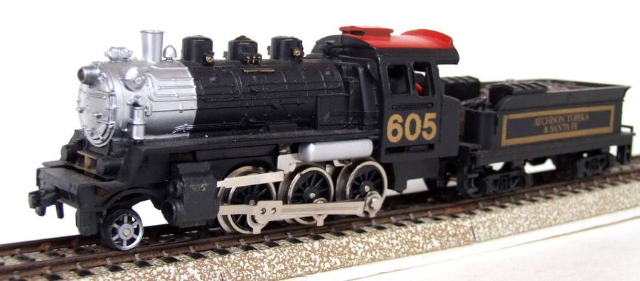 MODEL POWER HO:  SF 2-6-0 Locomotive with Water Tender in Good, Un-boxed and Used Condition.