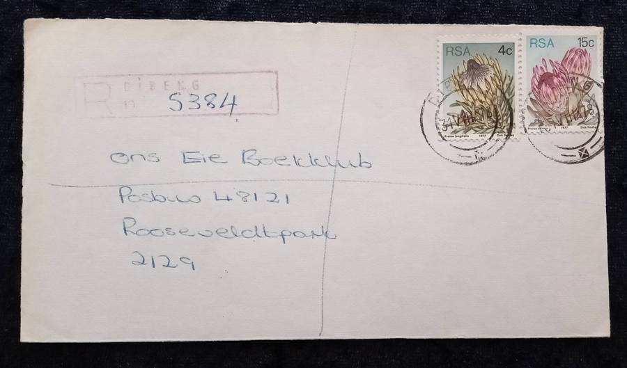 Mail/Postage/Domestic- Dibeng Registration Label and Cancel.