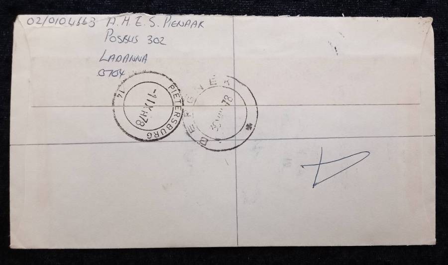 Mail/Postage/Domestic- Bergnek Registration Label and Cancel.