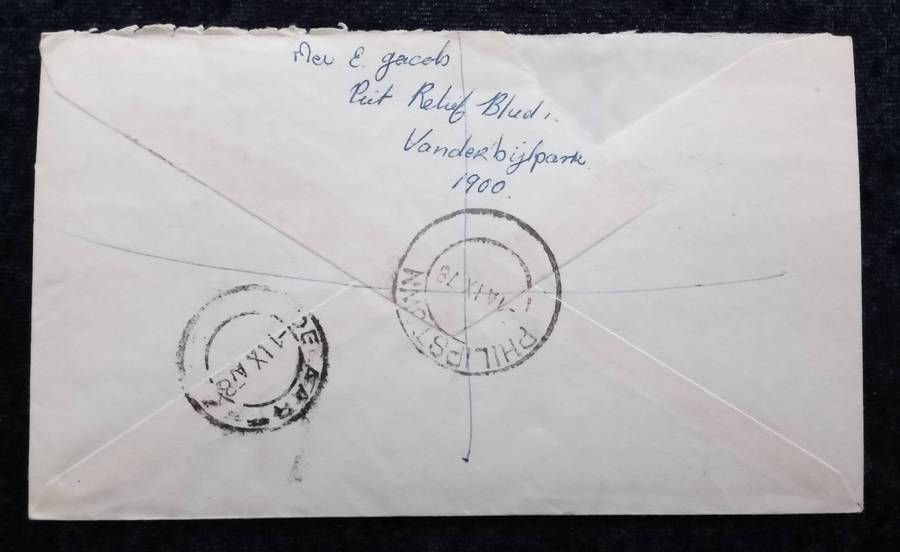 Mail/Postage/Domestic- Philips Town Registration Label and Cancel.