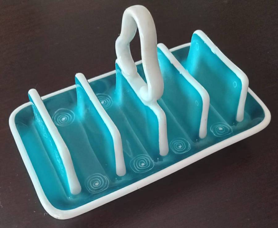 Suzie cooper Toast Rack. Light blue with white swirls