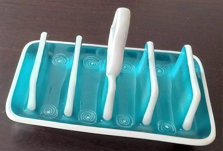 Suzie cooper Toast Rack. Light blue with white swirls