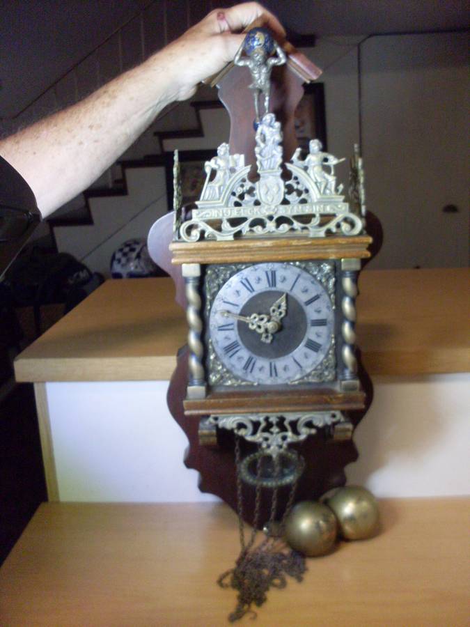 BEAUTIFUL ZAANSE DUTCH BRASS/WOODEN WALL CLOCK....WORKING