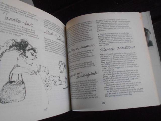 Aan tafel met NETTIE PIKEUR - TEKENINGE PIET GROBLER  Kiepersol 1995  sagteband