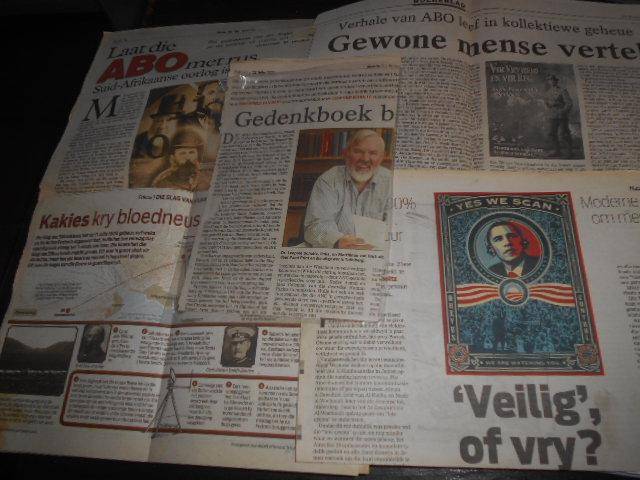 VIR VRYHEID & REG - ANGLO-BOEREOORLOG GEDENKB. - M V B LEOP. SCHOLTZ & koerant uitknipsels