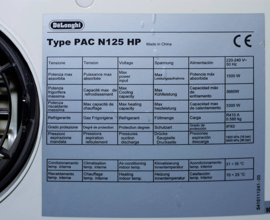 DeLonghi N125HP 12500BTU Portable Air Conditioner