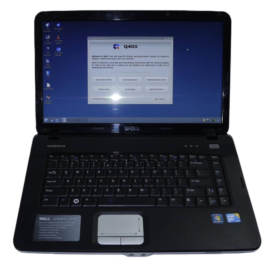 Dell Vostro 1015 Laptop - Intel Core 2 Duo T6570 @ 2.10GHz, 2GB RAM,  298GB HDD [LINUX Q4OS]