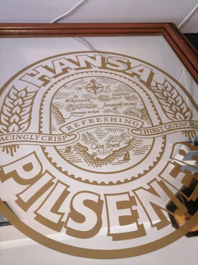 VINTAGE ORIGINAL HANSA PILSNER ADVERTISING MIRROR WITH FRAME 690MM X 530MM - NO COMBINED SHIPPING