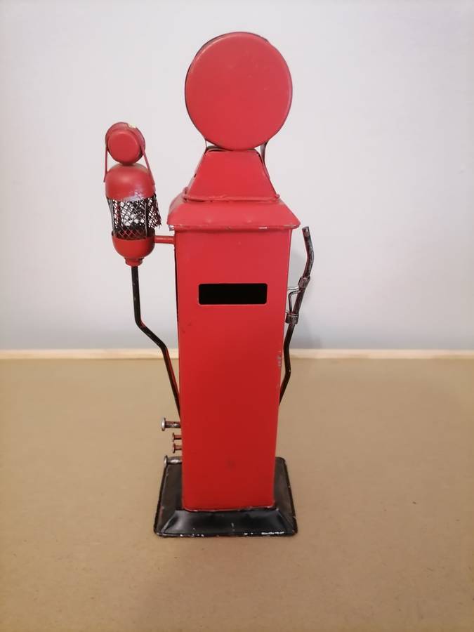 FUEL PUMP PRESSED METAL - MONEY BOX - 26 CM H X 8,5 CM L X 6,5 CM B - AMAZING CONDITION
