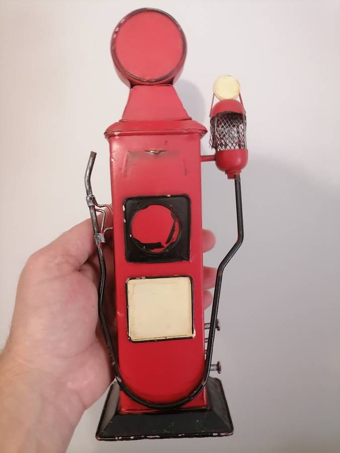 FUEL PUMP PRESSED METAL - MONEY BOX - 26 CM H X 8,5 CM L X 6,5 CM B - AMAZING CONDITION