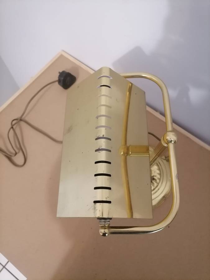 Bankers Desk Lamp solid Brass Golden Triangle Triangular MCM Vintage  100% WORKING