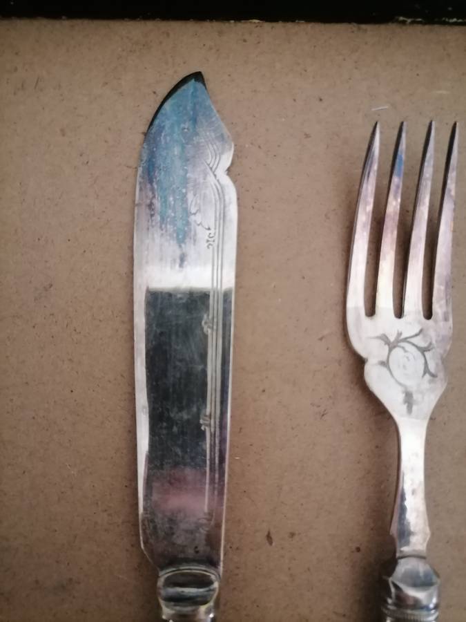 Set Of 12 Vintage Mappin & Webb Fish Forks & Knives With Case