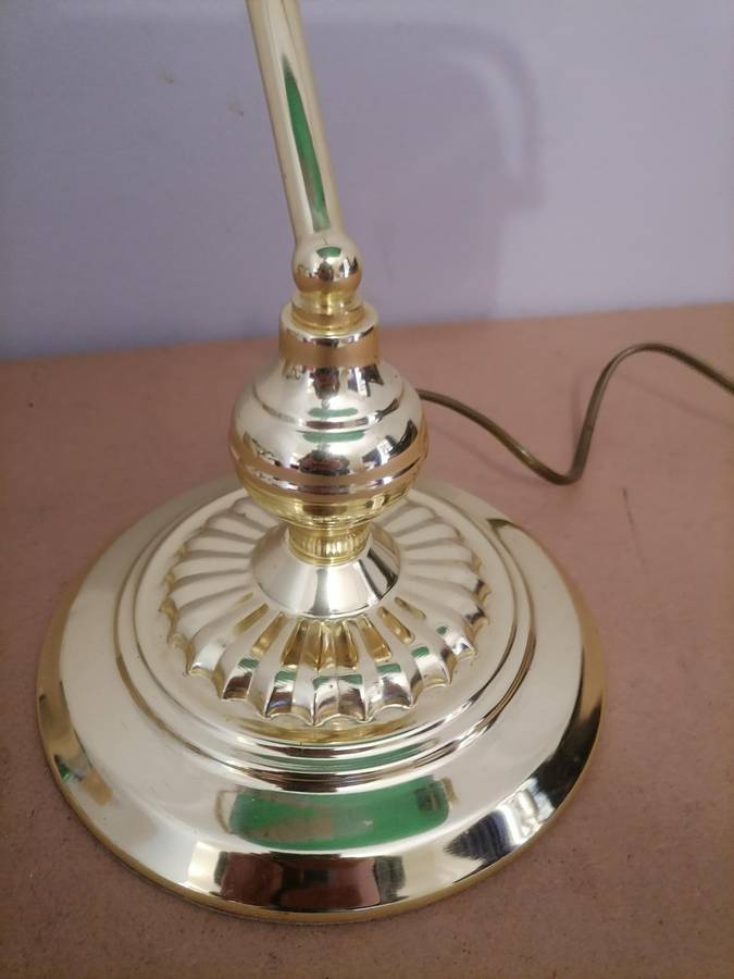 Gold Tone with Green Shade Desk Lamp