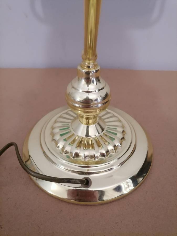 Gold Tone with Green Shade Desk Lamp