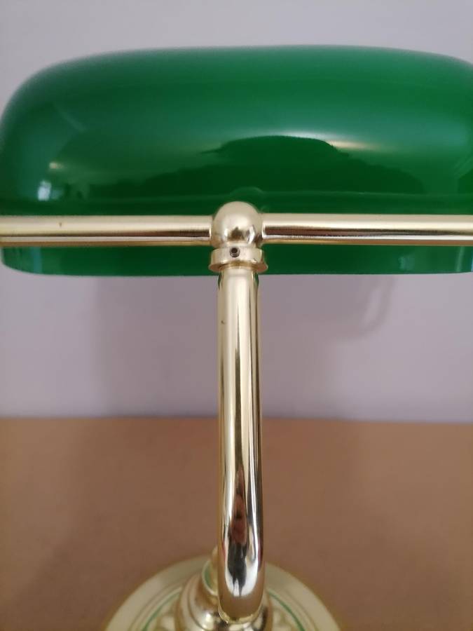 Gold Tone with Green Shade Desk Lamp