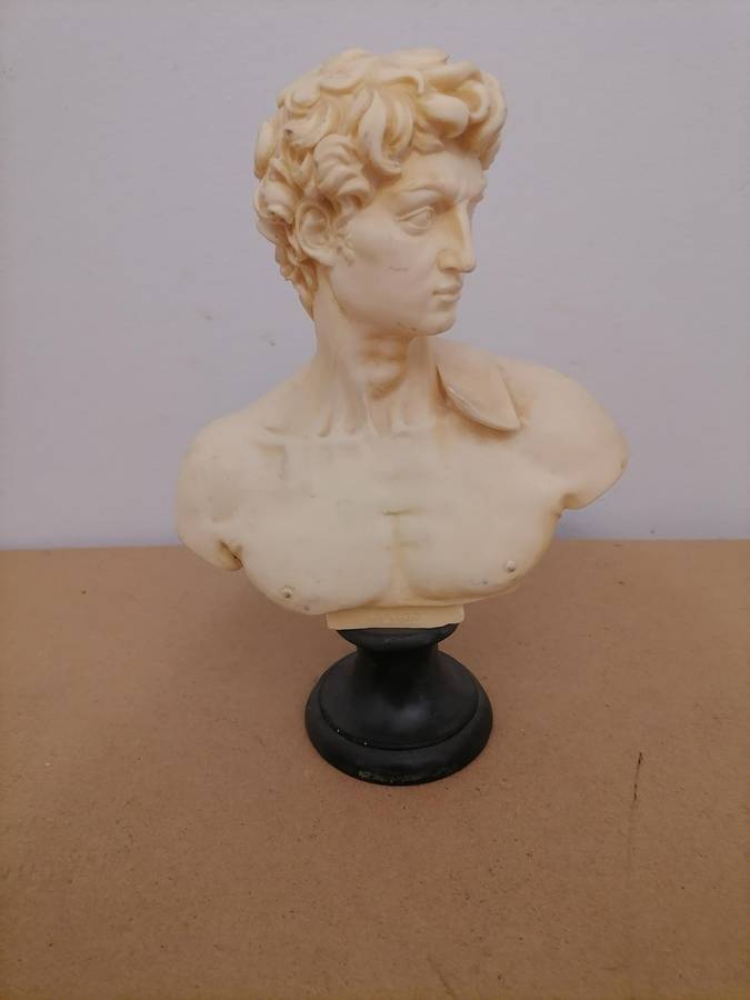 Vintage 1930's - 1960's Mid century David bust sculpture A Santini made in Italy - Signed - 24 CM