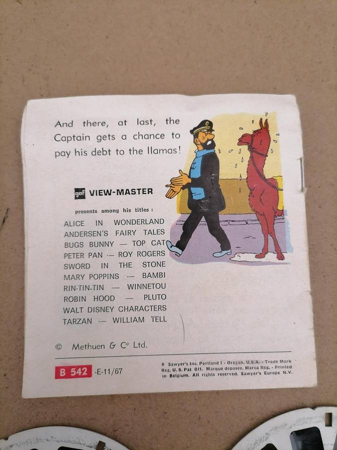 1949 Sawyer's TINTIN View-Master set B542-E  Prisoners of the Sun - SUPER RARE - BOOKLET - COMPLETE