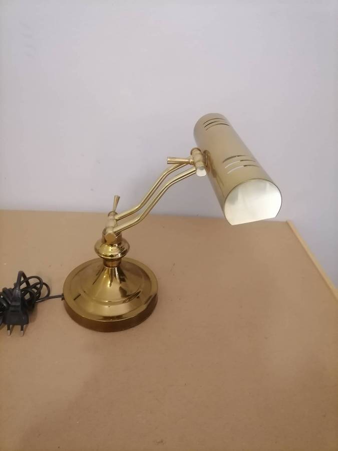 Vintage Solid Brass Bankers Desk Writers Adjustable Lamp Art Deco Style - 100% WORKING