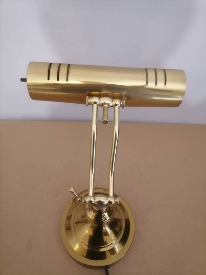 Vintage Solid Brass Bankers Desk Writers Adjustable Lamp Art Deco Style - 100% WORKING